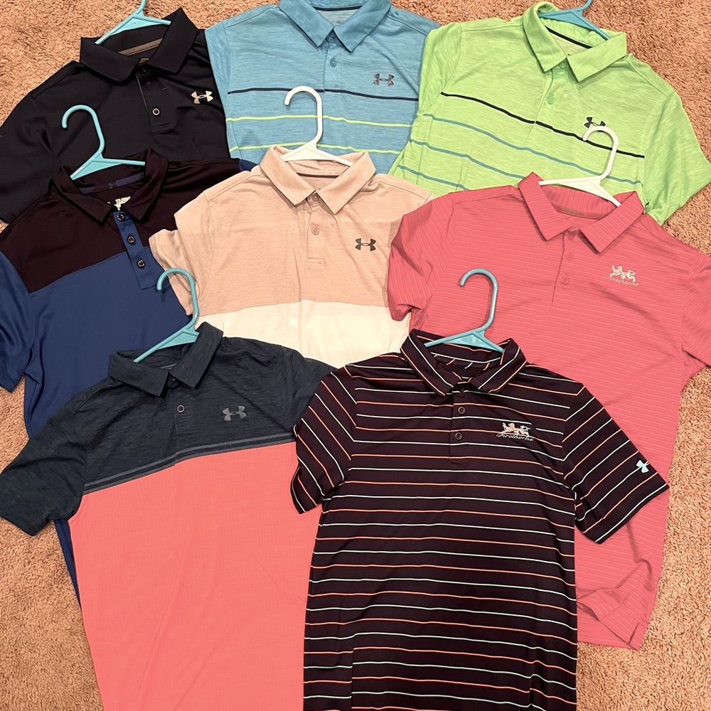 Boys Under Armour Golf/Polo shirts. Lightly worn. Size L.